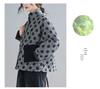 2024 Plus Size Women's Retro Argyle Short Quilted Cotton Jacket with Polka Dots