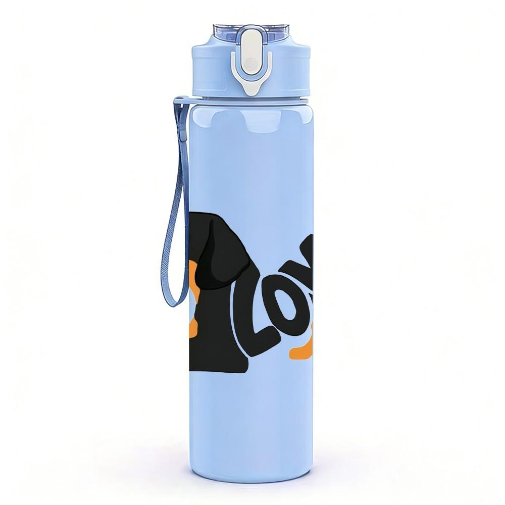 1PC Dachshund Dog Love Art 750ml Color Plastic Sports Water Bottle Leakproof Flip Straw Lid Suitable for Sports Office Home Use