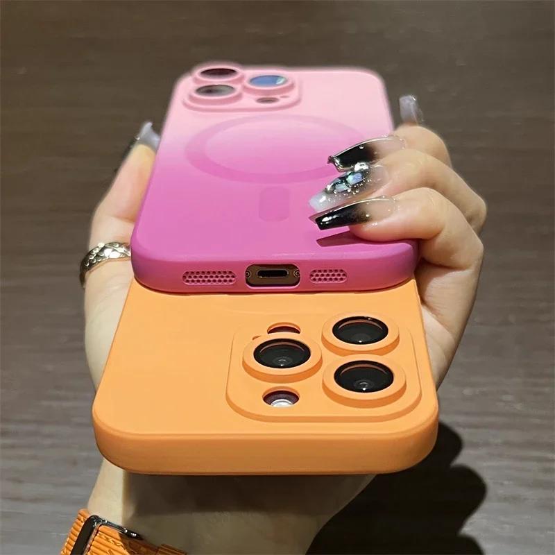 Luxuriöse Farbverlauf-Hülle für Magsafe kabelloses Ladecase für iPhone 16 15 14 Plus 12 11 13 Pro Max Weiche Silikon Magnetische Hülle