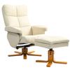 Recliner with Ottoman, 145 Degrees Reclining Backrest, 360 Degrees Swivel, Faux Leather, Cream White