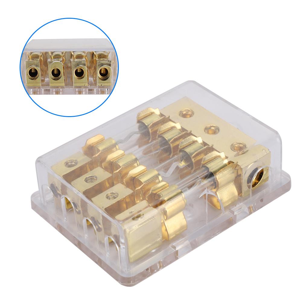 12V 60A Car Auto Stereo Audio Circuit Blade Fuse Holder Box Block 1 In 4 Ways Out