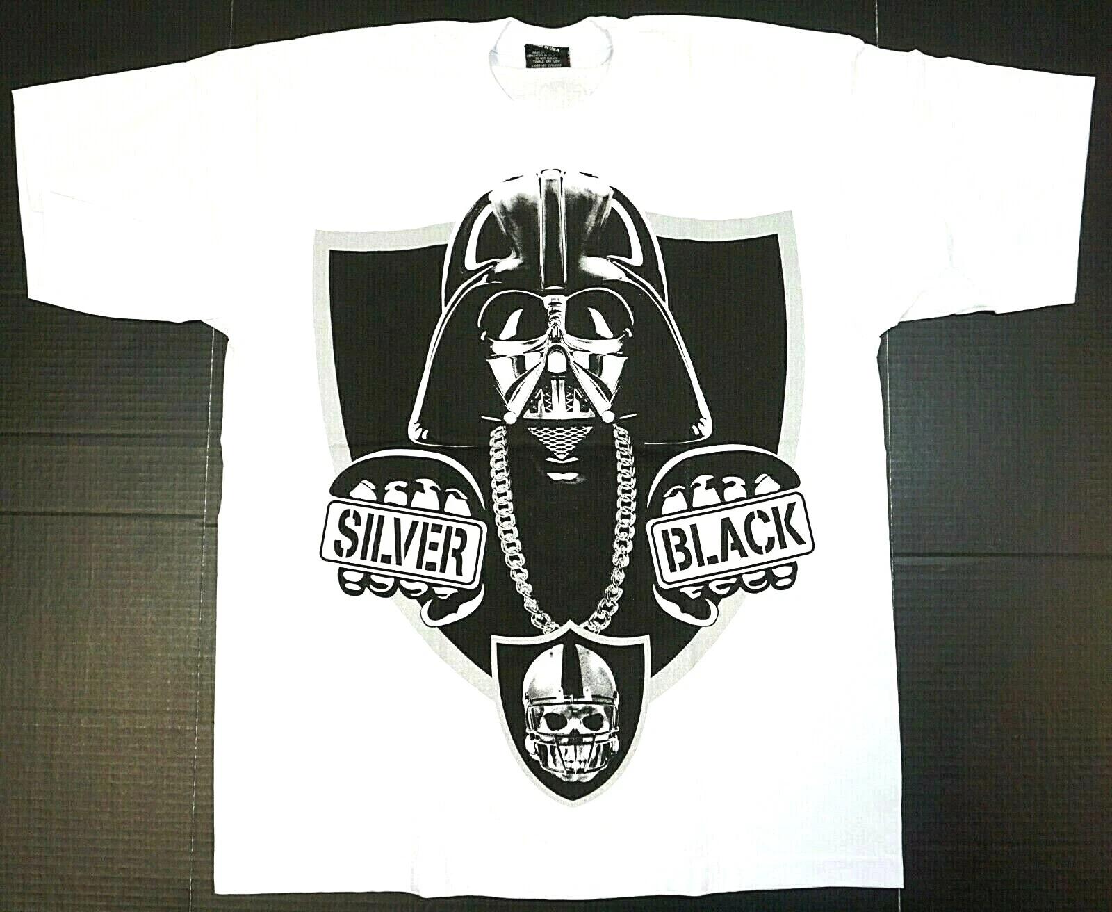 DARTH RAIDER T-shirt Silver Black Raiders Nation Tee Men s 100% Cotton White New XL