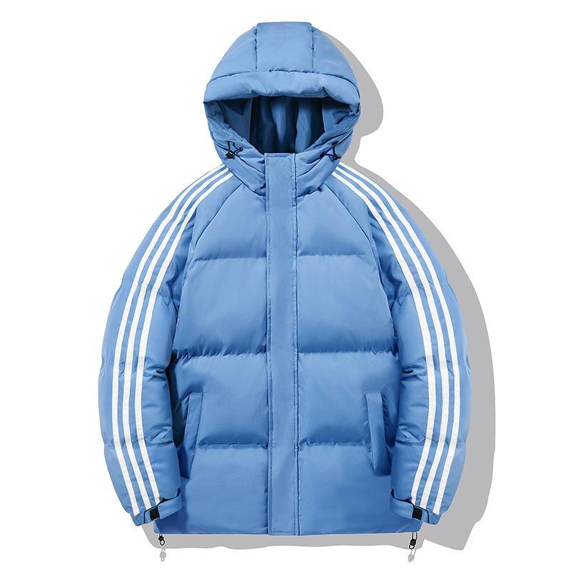Winter Hooded Cotton-padded Clothes Men s Feather Cotton-padded Clothes Loose Trend Versatile Cotton-padded Jackets Thick Warm Jackets Couple Models S синий