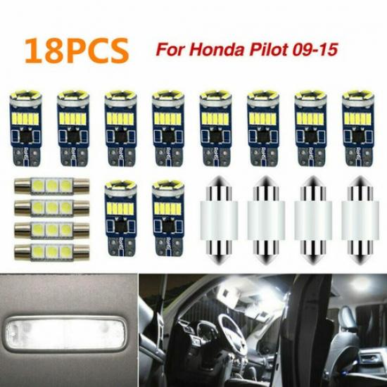 

For Honda Pilot 09-15 White LED Interior/Map/Dome/License Plate/Trunk Light 18PC