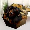 Flower Crown Dachshund Theme 8 Bone Hand Automatic Folding Fashion Umbrella, Compact and Portable Design, A Perfect Gift for Birthday, Chris