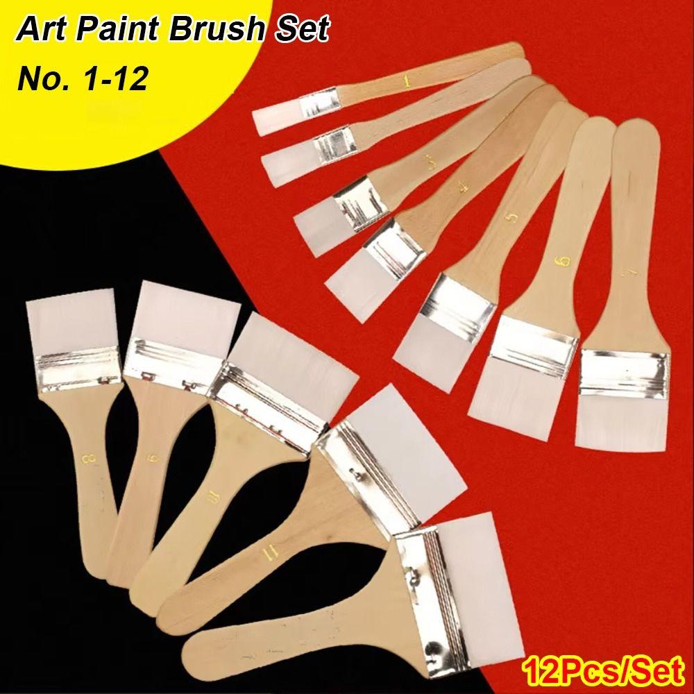 12Pcs/Set White Art Paint Brush Set Barbecue Brush  for Acrylic Oil Paint Varnishes Watercolor