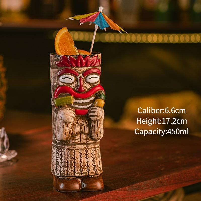 Hawaiian Style Brown Tiki Mug Creative Ceramic Cocktail Cup For Tiki Bar Party Drinkware