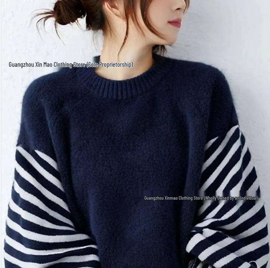 Autumn/Winter 2025 Loose Lantern Sleeve Sweater for Japan & South Korea - Casual Round Neck Style
