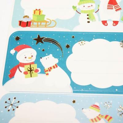 12 Adhesive Christmas Labels - Snowman and Polar Bear