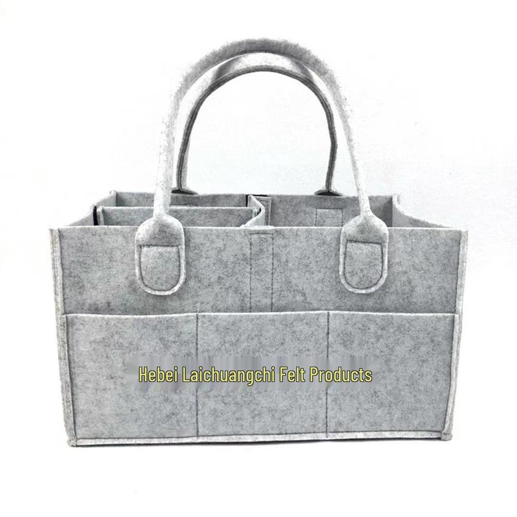 Large Capacity Multi-functional Felt Diaper Bag - Portable Mommy Bag for Outings