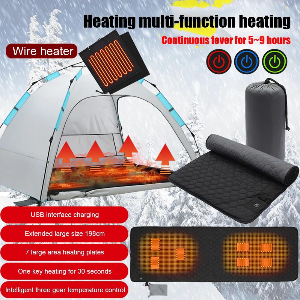 USB Heating Sleeping Mat Insulation Camping Heated Sleeping Mattress Electric Heating Camping Mat 3-Level Warm Sleeping Pad