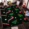 Christmas Candy Cane and Tree Pattern Rug - Non-slip rug suitable for living room and bedroom sofas.