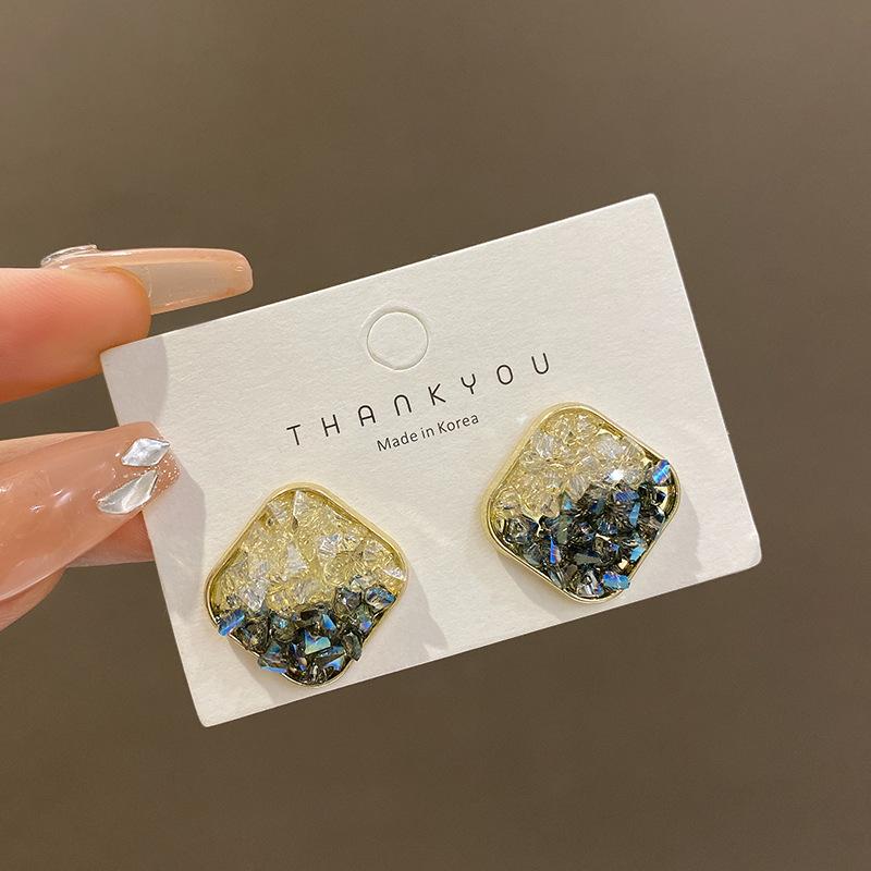 Geometric Color Square Earrings Women's Light Luxury Design Stud Earrings Ears