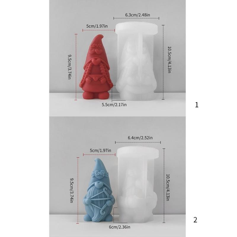 Love Heart Gnome Silicone Mold DIY Epoxy Resin Molds Table Ornament Mould Scented Candle Plasters Making Tool Easy Clean