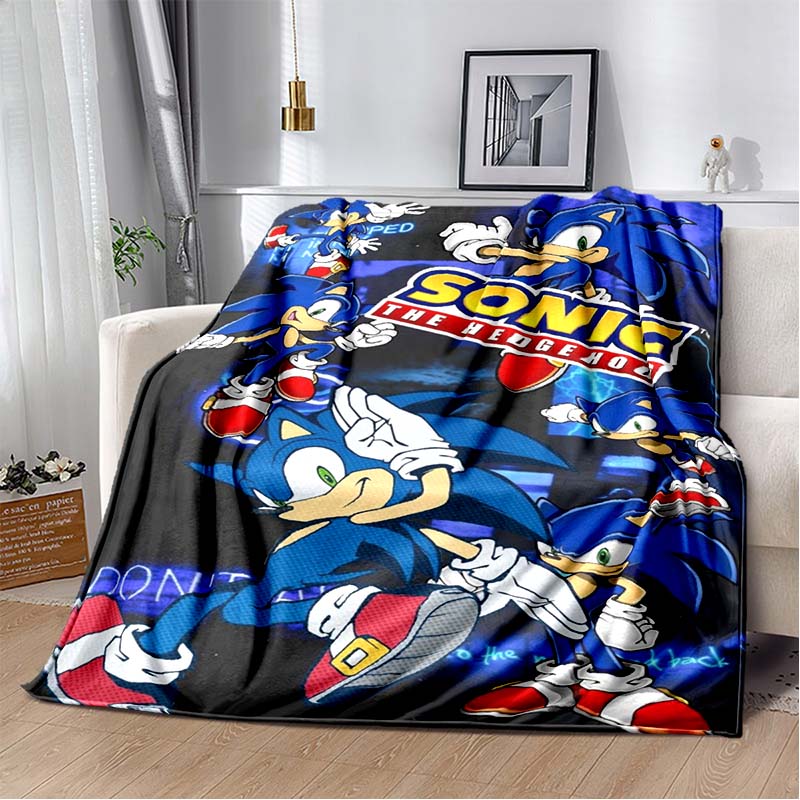 

2026 new S-Sonic H-Hedgehog flannel blanket for winter warmth, soft sofa cover, bedding, draped blanket, boys and girls gifts 75x90cm