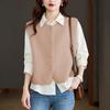 Round Neck Knitted Sleeveless Vest for Women, Fashionable and Versatile Warm Layered Vest Jacket Can Be Worn Inside and Outside