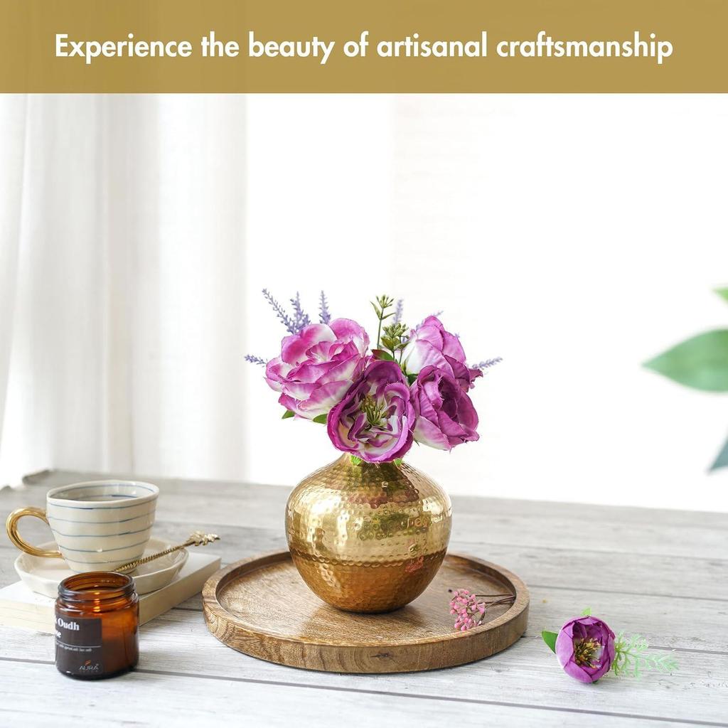 Metal Flower Vase For Home Decor | Table Decorative Item For Bedroom Living Room Office | Best Gift