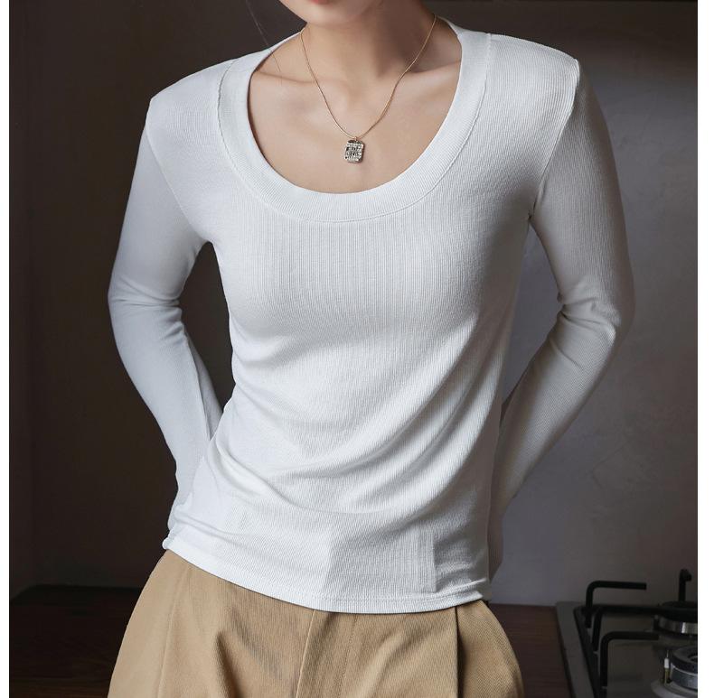 Weiches Gestricktes Damen Langarm Oberteil Gerippt Uni Harajuku T-Shirts Koreanische Blusen Frau Basic T-Shirts