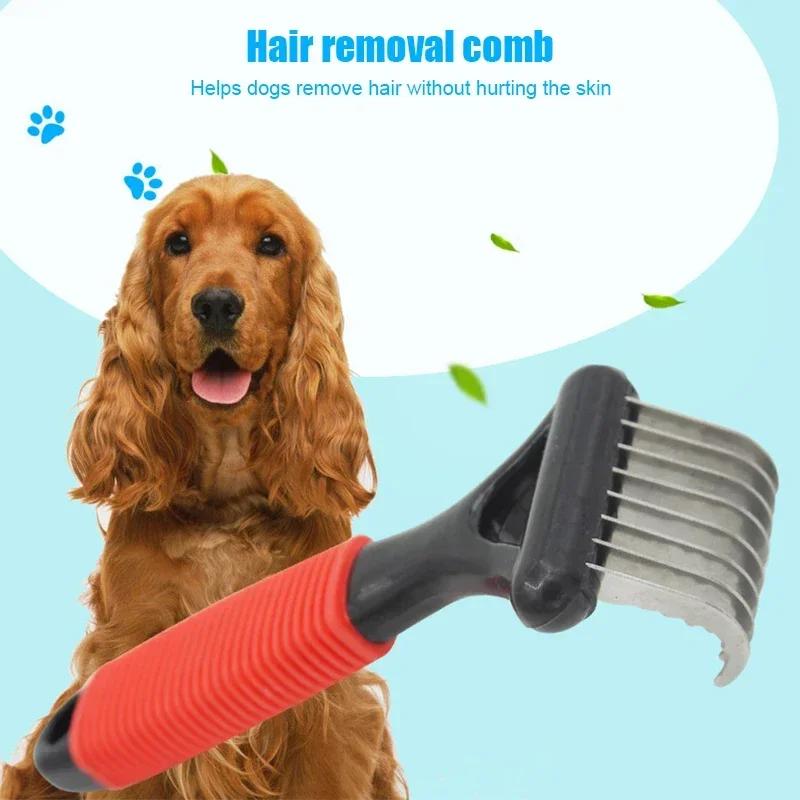 Long Cat Tangles Brush Removing Mats Comb & Undercoat Rake Fur Blades Knots Edges Pet Safety Dog Long Hair For Dematting & with