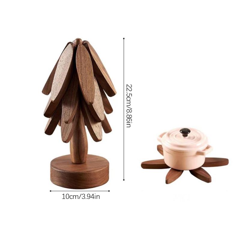 Tree Design Stand Wooden Trivets Decorative Anti Scald Heat Resistant Table Mat Coaster Wood Placemats Pot Tree Decor