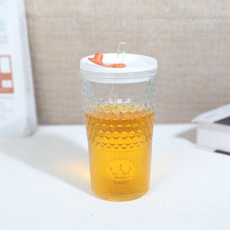 

Gradient Glass Straw Cup, Large Capacity Water Cup with Lid, High Aesthetic Fruit Tea Beverage Cup, Opening Celebration Event Gift -