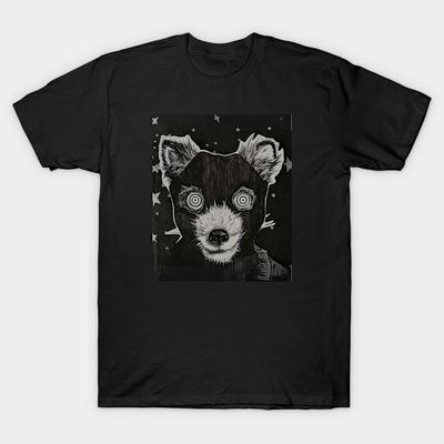 Asian Size Men Black Print T-shirt Fantastic Mr Fox No-Cut Heat Transfer Print Cotton Tshirt