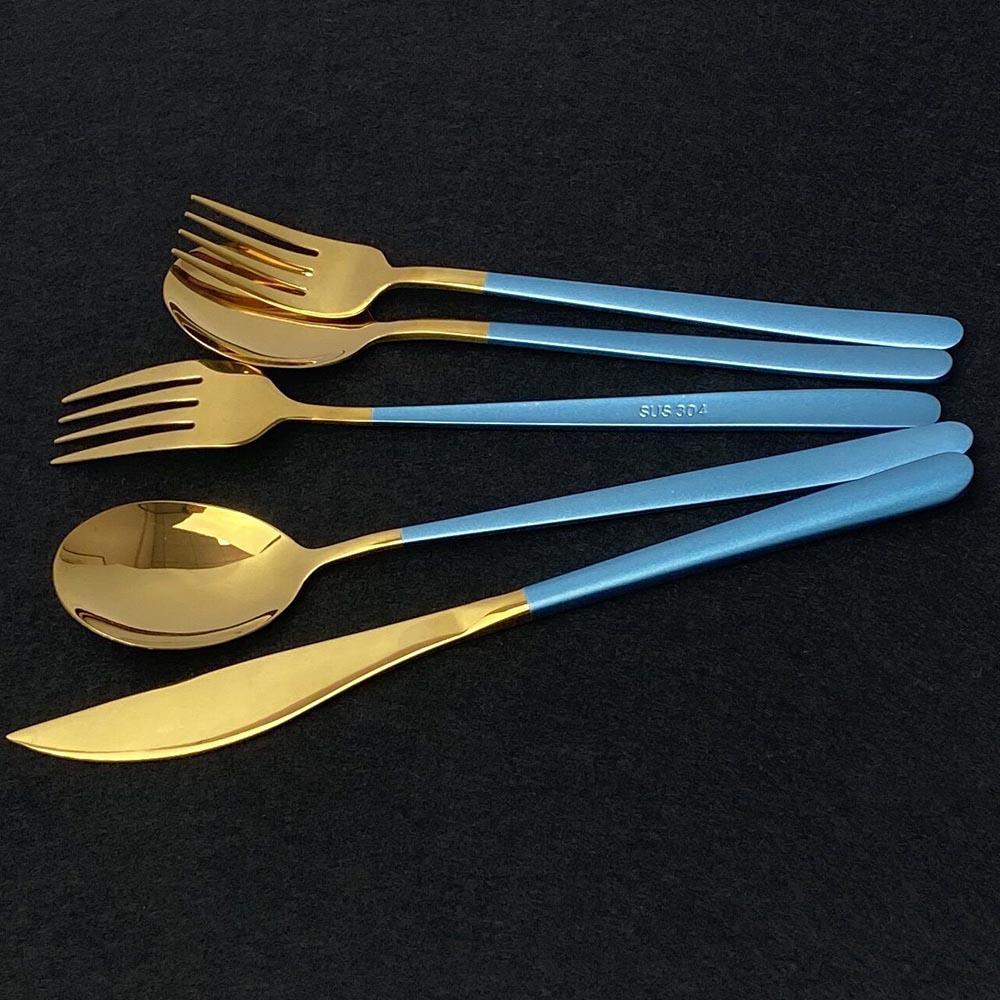 White Gold Cutlery Set 20Pcs Dinnerware Set 18/10 Stainless Steel Knife Fork Spoon Silverware Kitchen Flatware Tableware Set