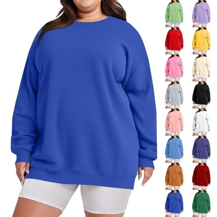 Damski sweter oversize z okrągłym dekoltem, bluza z długim rękawem
