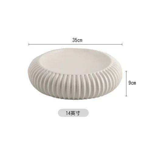 Ceramic Lantern Shaped Dessert Salad Plate, Nordic Hotel Food Decoration, Restaurant Main Course Steak Plates, Household Tablewa