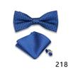 Men's Formal Bow Tie and Pocket Square Set for Banquets and Weddings, with Lapel Flower.