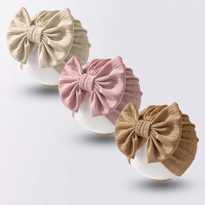 Baby Waffle Jacquard Boneless Hat Cute Bow Baby Fetal Hat Solid Color Children's Hat