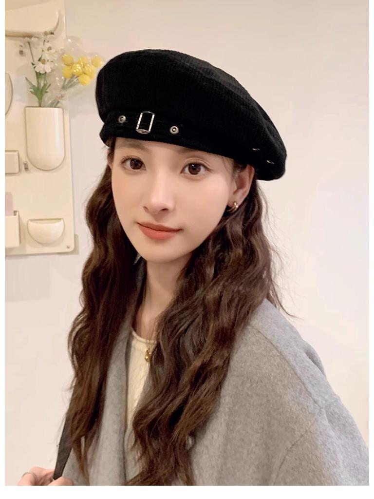 Spring & Autumn Large Head British Casual Style Beret - Women's Versatile Fashion Trend, Slimming Look