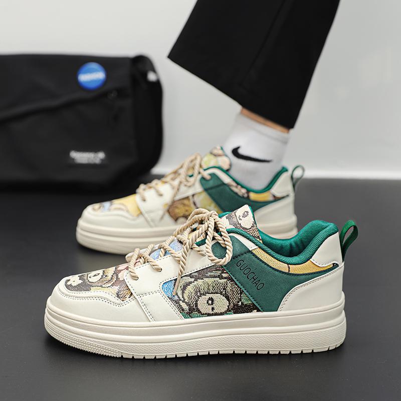 2025 autumn and winter new low-top board shoes personalized color matching student platform casual shoes fashion cartoon sports casual shoes
