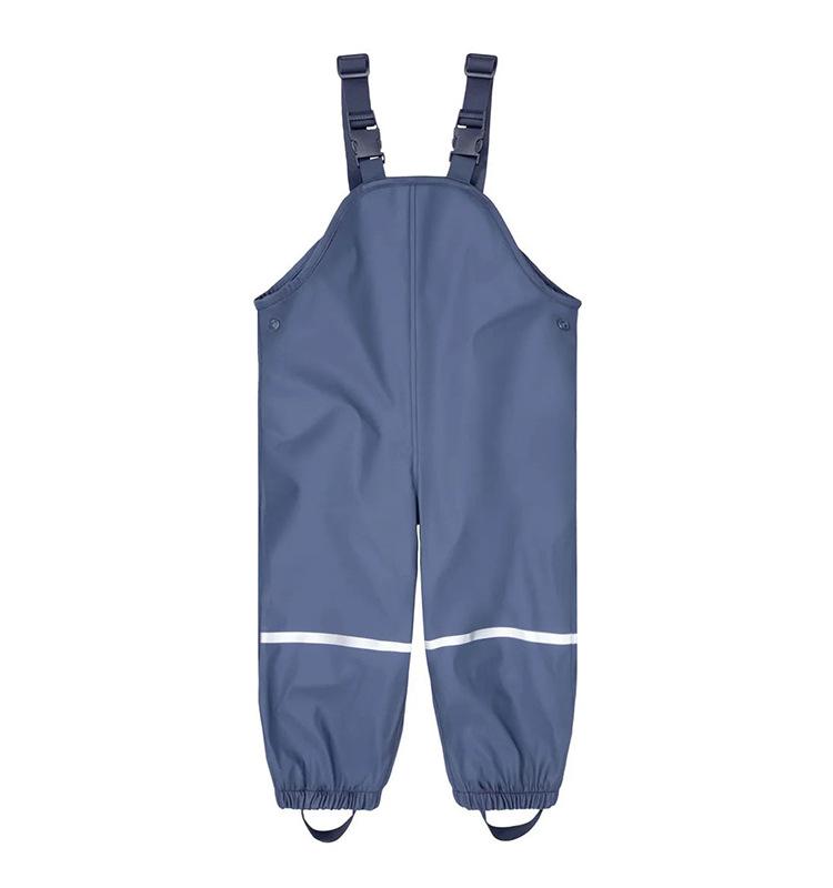 Children's Waterproof Fleece-Lined Outdoor Rain Bib Pants Jumpsuit