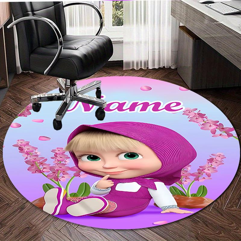 Personalized M-Masha and the Bear Round Chair Office Rug - Perfect for Mat, Office Chair & More - Ideal Gift for Birthdays and Holidays