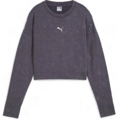 Damska Kolekcja Basic Sportstyle FW24 Jednokolorowa Bluza z Długim Rękawem o Skróconym Kroju z Obniżoną Linią Ramion Damska Bluza Galaxy-Gray 629053-69