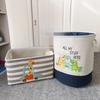 Cartoon Toy Storage Basket & Foldable Canvas Laundry Hamper Collapsible Clothes Organizer Bin with Handles for Kids Room