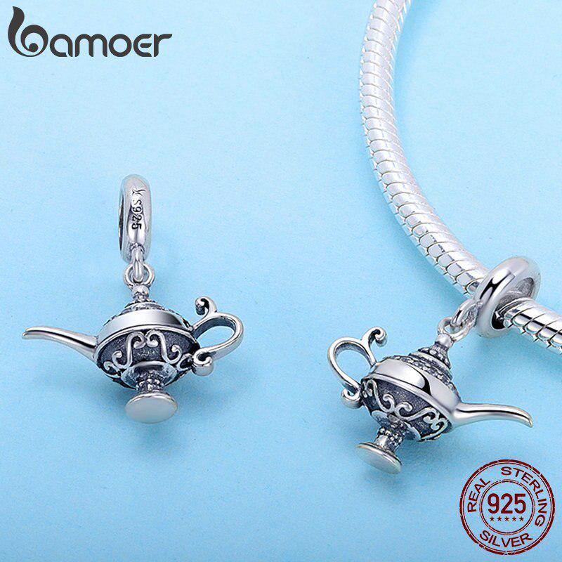 BAMOER 925 Sterling Silver Afternoon Tea Pot Coffee Cup Pendant Charm for Original Bracelet Jewelry