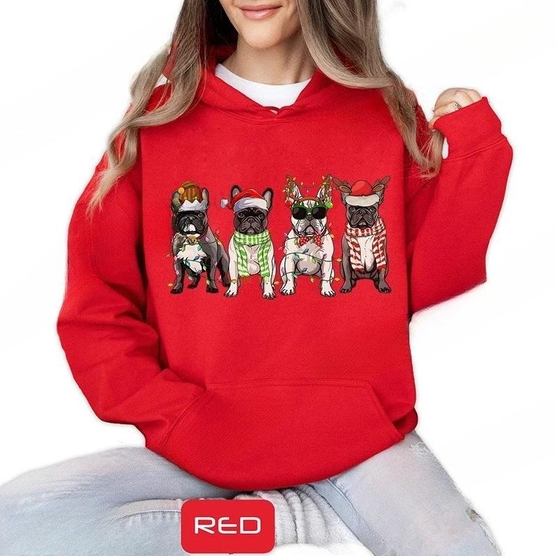 Christmas Dachshund Printed Hooded Sweatshirt Merry Christmas Women's Loose Fleece Hoodies Xmas Dog Cartoon Anime Hoody Clothing