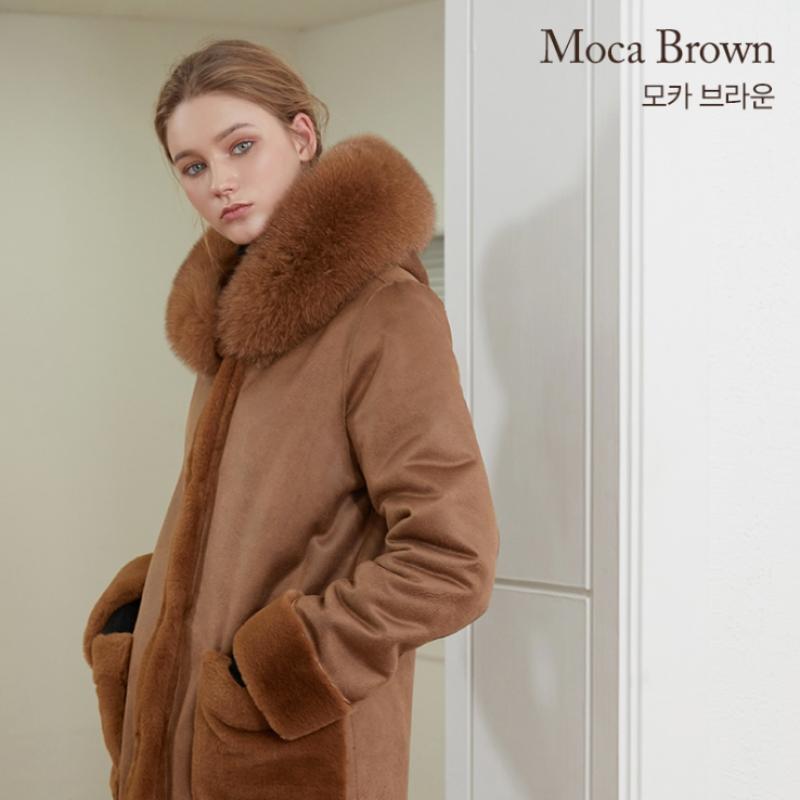 La Belle Shinyoung Fur Fox Hood Solid Reversible Long Coat Lb119ct