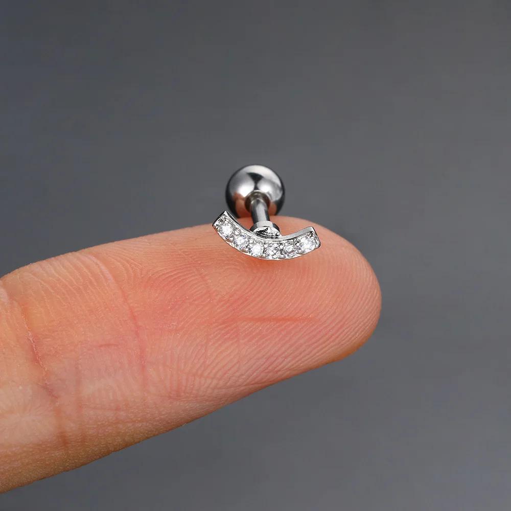 Zircon piercing piercing bone nails Butterfly flower earrings Titanium steel screws screw stud earrings Zircon