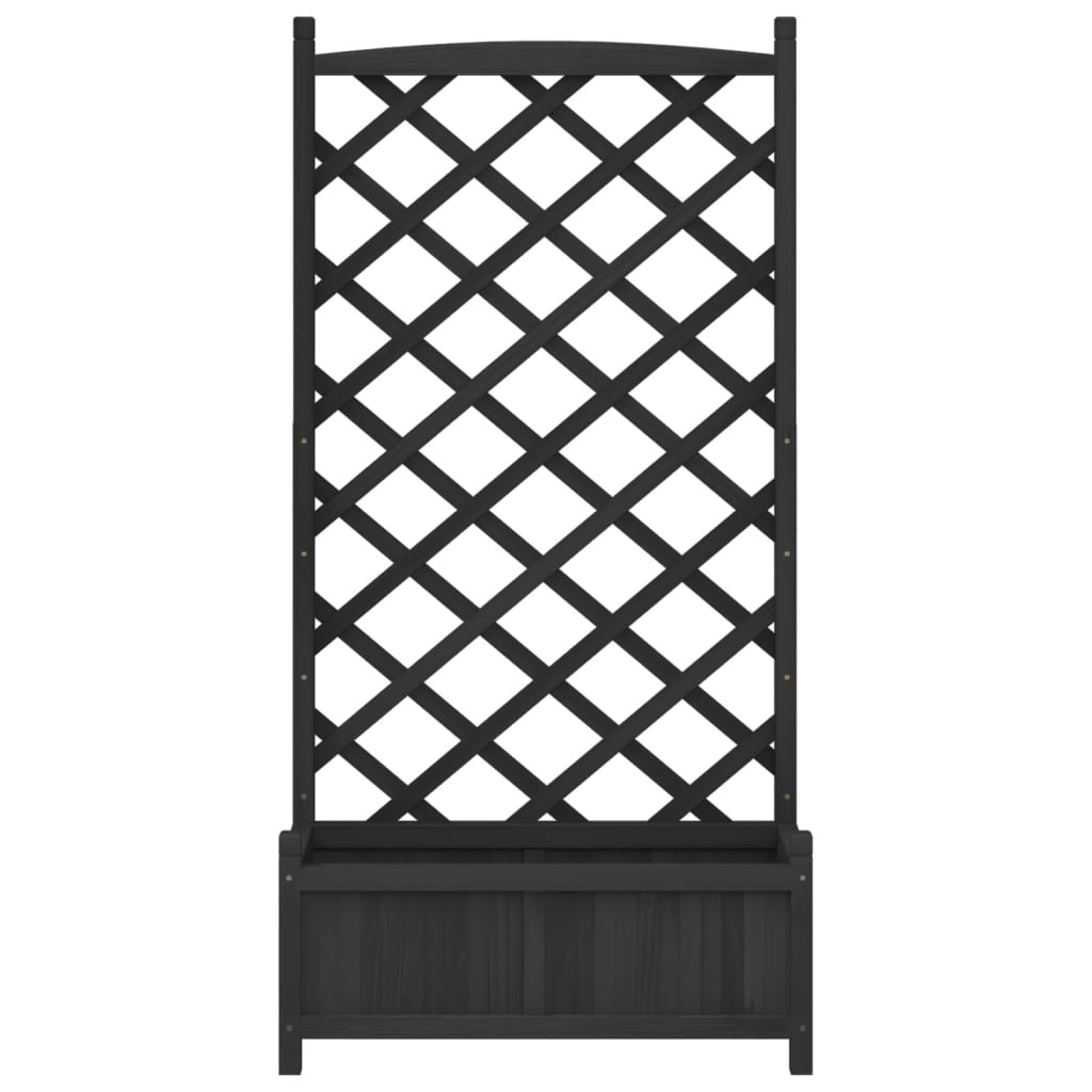 Vidaxl Planter with Trellis, Black, Solid Fir Wood