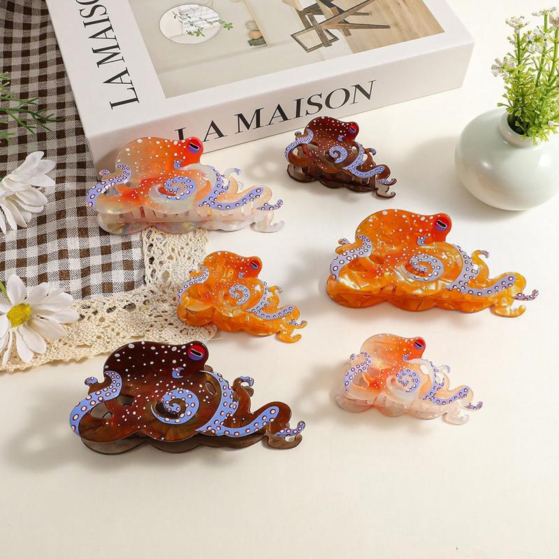 Creative Marine Animal Hair Clip 1Pcs Octopus Shark Grab Clip for Unique Hairstyle DIY and Festivals