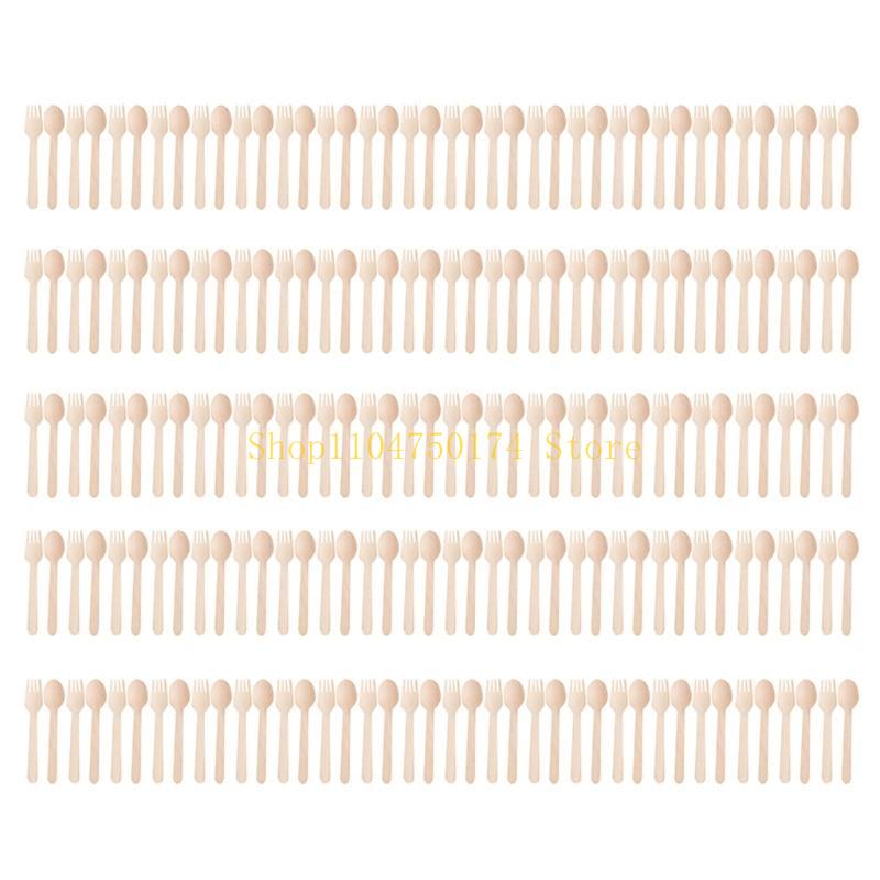 (Pack of 100) Disposable Wooden Cutlery Set Wedding Birthday Party Tableware top sale