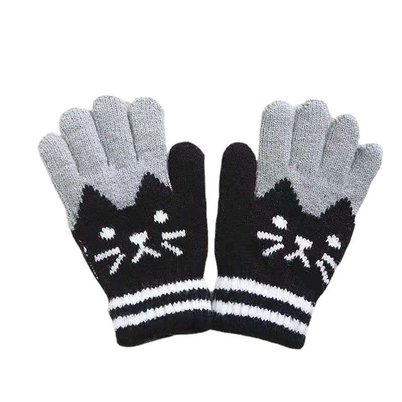 Winter Warm Fleece-Lined Gloves for Kids: Cold-Proof Knit Gloves for Kindergarten & Elementary Students