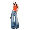 Early Spring Vintage Washed 3D Cut Tent Silhouette Relaxed Denim Pants For Women Casual Pants Oversize Denim Trousers