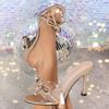 Fashion Patent Leather Bowknot Women Transparent PVC Slippers High Heeled Sandals Summer 9CM Thin High Heels Shoes Female Mules Slides