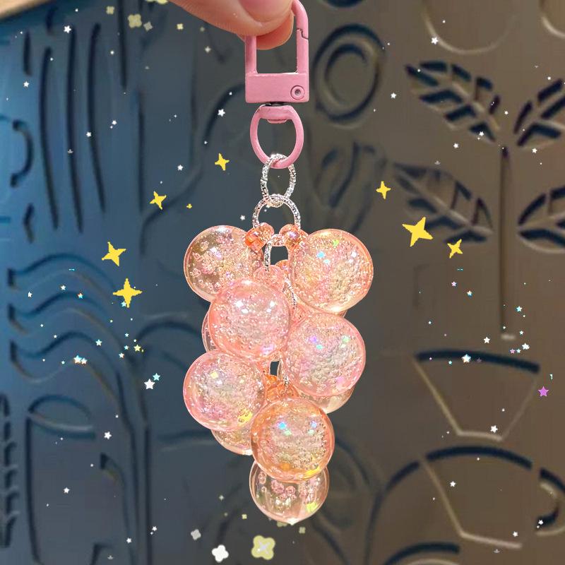 Charming Transparent Acrylic Grape Cluster Keychain - Women's Handbag Accessory & Small Gift