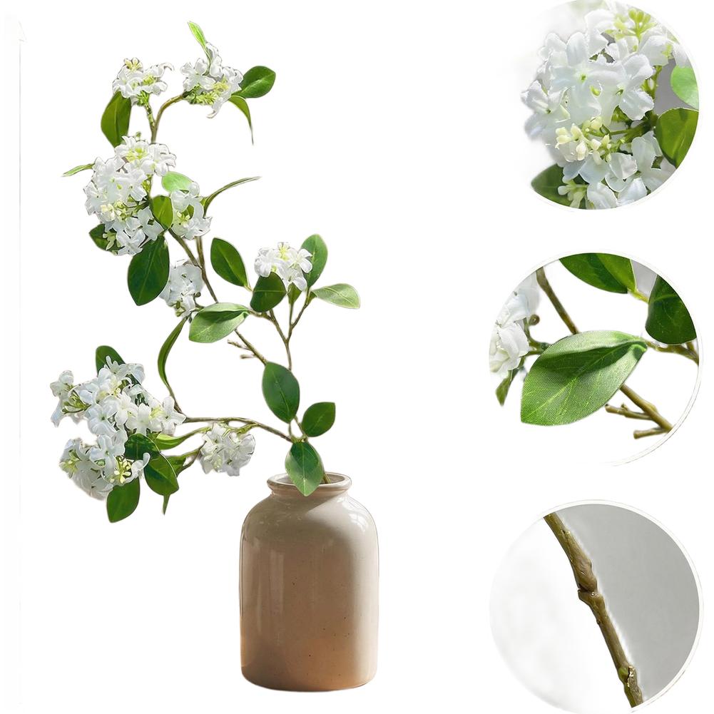 Single Stem Lilac Artificial Silk Flower for For Living Room Home Decor Office Desk TV Stand Floral Arrangement Photography Prop