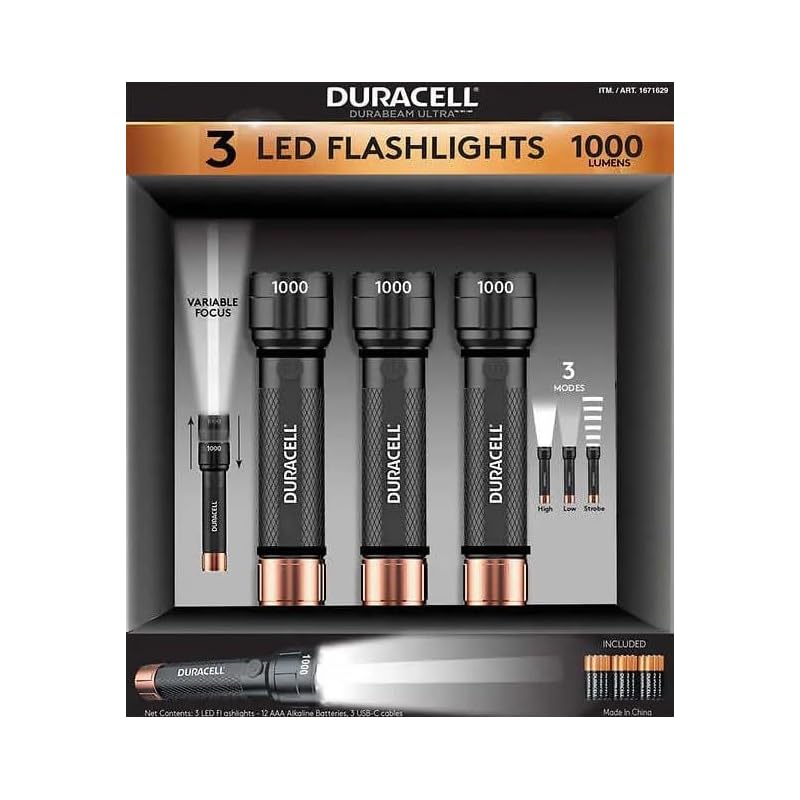 

Duracell DURABEAM ultra led flashlight 1000 lumens 3 pack